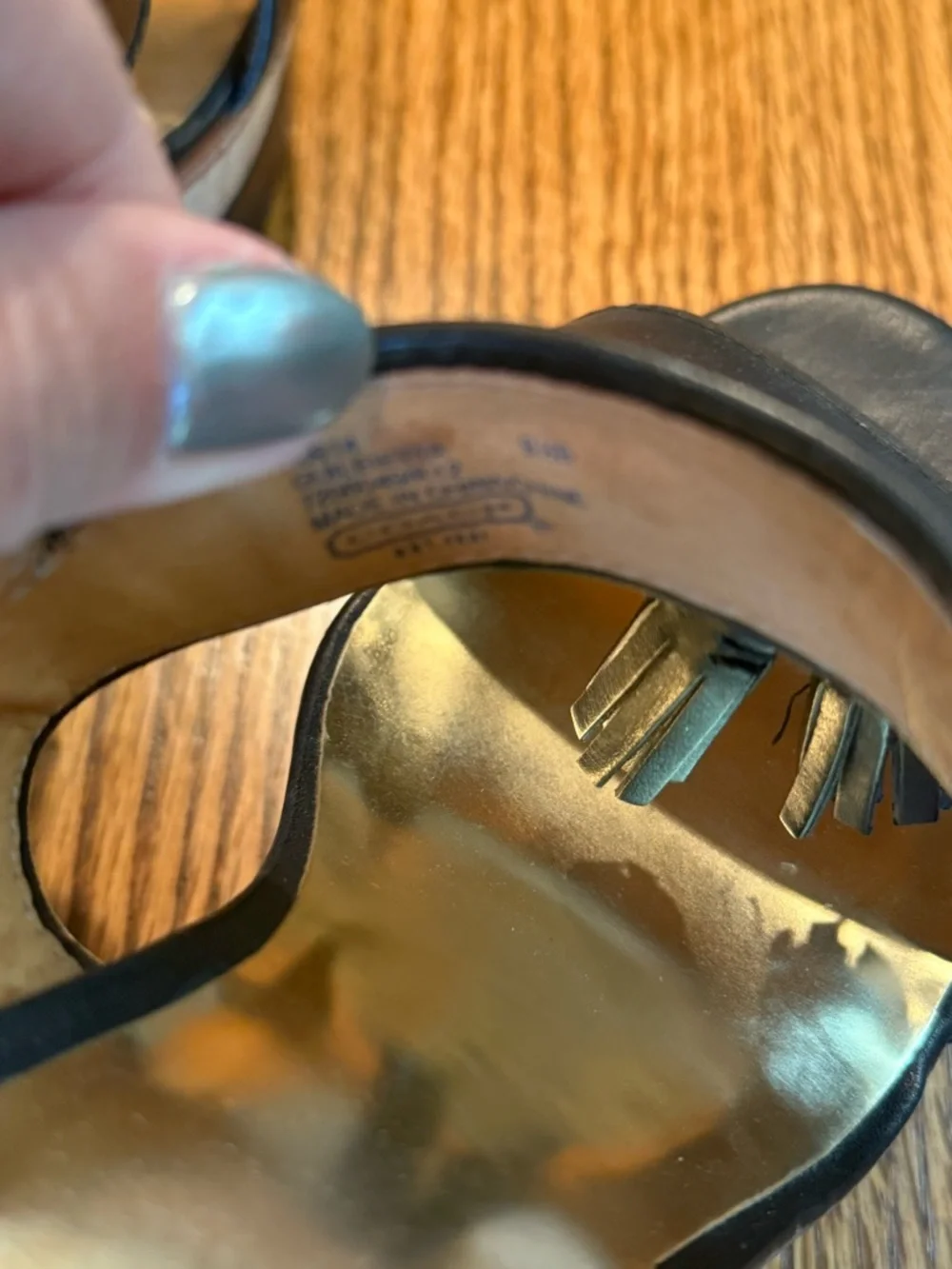 Coach Black Leather Tassel Ankle-Strap Wedges - Picture 5 of 6